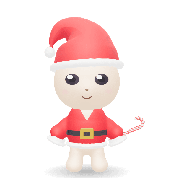 Little Santa: A little Santa with a floppy fur-trimmed hat, fluffy cuffs and a striped candy cane