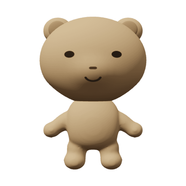 Mochi Bear: A soft round bear with little paws, quiet bead eyes and a gentle smile