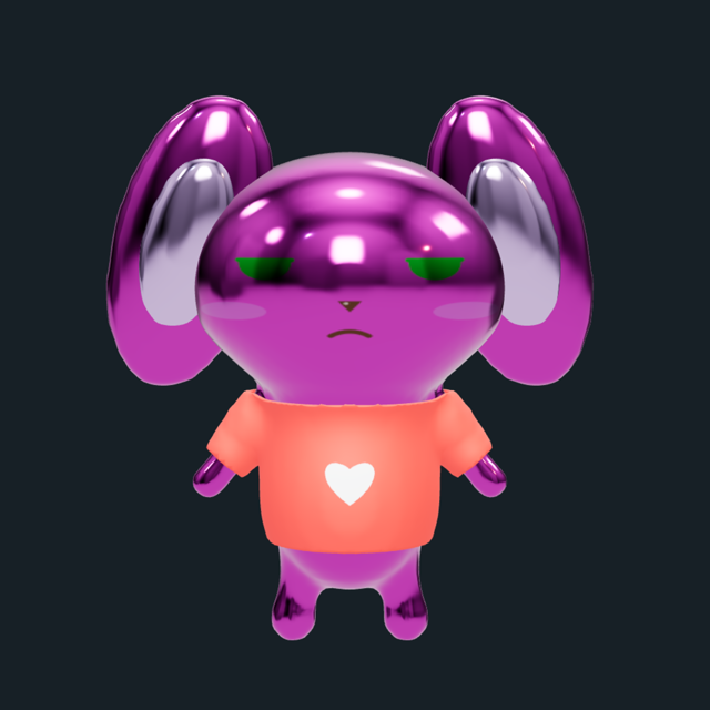 3D mascot example — One Randomize click · chrome